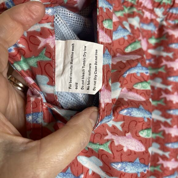 Peter Millar XXL Pink Red Seaside Collection Swim Trunks Fish Hooks Lined Shorts - Picture 8 of 11